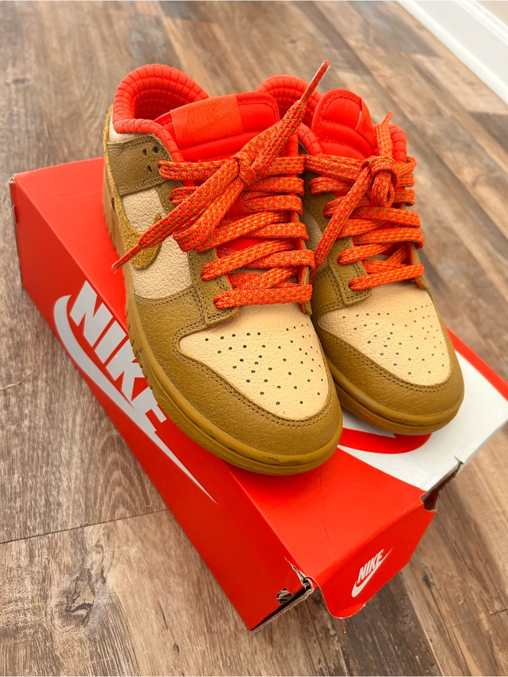 Nike Orange and Tan Low-Top Sneakers